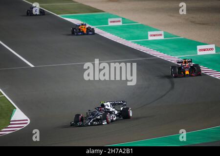 10 GASLY Pierre (Fra), Scuderia AlphaTauri Honda AT02, 33 VERSTAPPEN Max (nld), Red Bull Racing Honda RB16B, Aktion während des Formel 1 Ooredoo Qatar Grand Prix 2021, 20th Runde der FIA Formel 1 Weltmeisterschaft 2021 vom 19. Bis 21. November 2021 auf dem Losail International Circuit, in Lusail, Katar - Foto: Florent Gooden/DPPI/LiveMedia Stockfoto