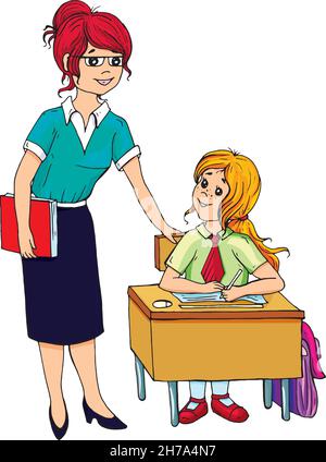 Geschichtenkompositionen mit Kindern, Schule, Lehrern Stock Vektor