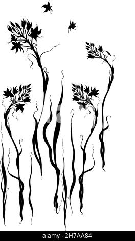 Silhouetten von Pflanzen und Kräutern auf weißem Hintergrund. Vektorbild. Stock Vektor