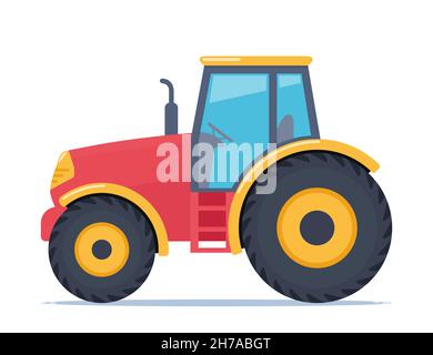 Traktorfahrzeug. Seitenansicht des modernen landwirtschaftlichen Traktors. Vektorgrafik Stock Vektor