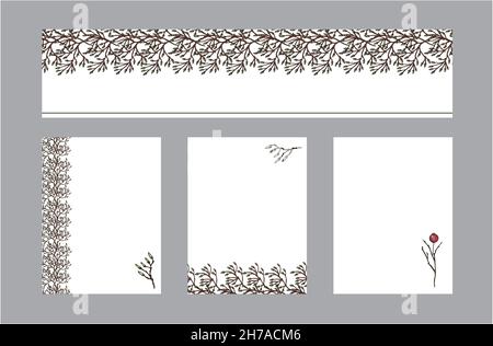 Set von Flyern mit Gemüsedruck von grünen Blättern Stock Vektor