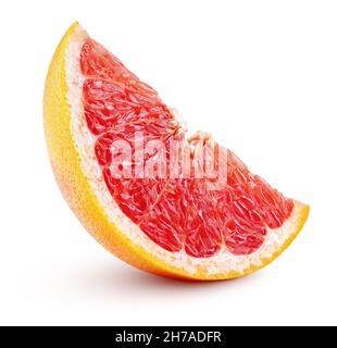 Stehende Scheibe Grapefruit Zitrusfrüchte isoliert auf weißem Hintergrund mit Clipping Pfad. Volle Schärfentiefe. Stockfoto