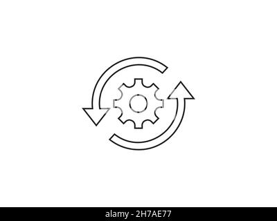 Vektorgrafik. Flaches Design. Symbol für die Verarbeitung der Workflow-Automatisierung Stock Vektor