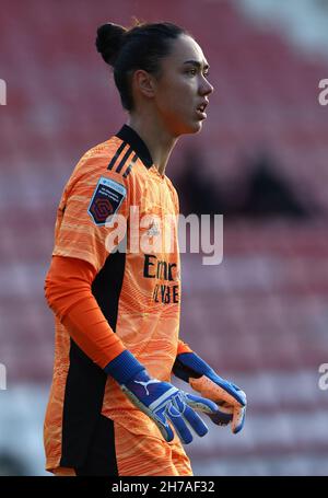 Leigh, Großbritannien. 21st. November 2021. Manuela Zinsberger von Arsenal während des Spiels der FA Women's Super League im Leigh Sports Village, Leigh. Bildnachweis sollte lauten: Darren Staples/Sportimage Credit: Sportimage/Alamy Live News Stockfoto