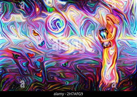 Abstrakte Kunst. Digitale Malerei. 3D-Rendering Stockfoto