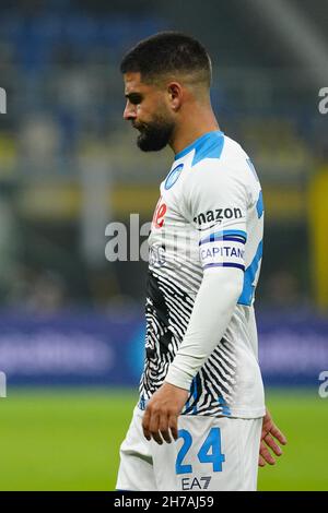 Mailand, Italien. 21st. November 2021. Lorenzo Insigne (SSC Napoli) während Inter - FC Internazionale gegen SSC Napoli, italienische Fußballserie A Spiel in Mailand, Italien, November 21 2021 Quelle: Independent Photo Agency/Alamy Live News Stockfoto