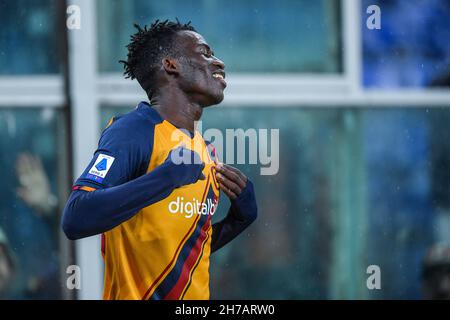 Luigi Ferraris Stadium, Genua, Italien, 21. November 2021, Tammy Abraham (Roma), feiert nach einem Tor während Genua CFC vs AS Roma - italienische Fußball Serie A Spiel Stockfoto