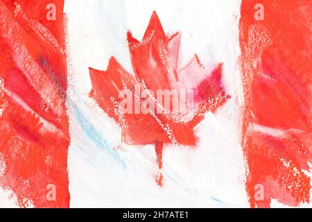 Kanada, kanadische Flagge. Handgezeichnete Aquarellillustration Stockfoto