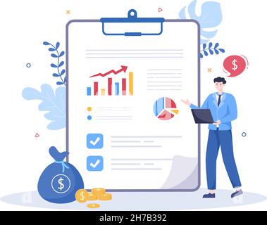 Budget Financial Analyst to Managing or Planning Spending Money at Checklist on Clipboard, Calculator and Calendar Background Vector Illustration Stock Vektor