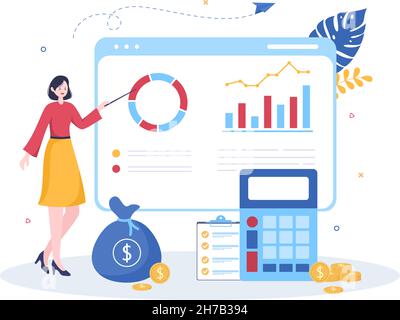 Budget Financial Analyst to Managing or Planning Spending Money at Checklist on Clipboard, Calculator and Calendar Background Vector Illustration Stock Vektor