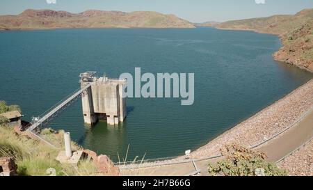 lake argyle Staudamm Einlassturm in der Nähe von kununurra Stockfoto