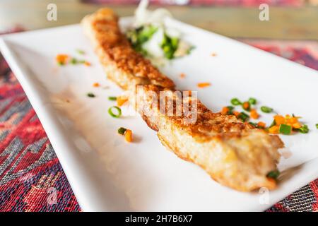 lula Kebab ist ein beliebtes und einfaches Gericht im Nahen Osten und Transkaukasien aus Hackfleisch auf einem Teller Stockfoto