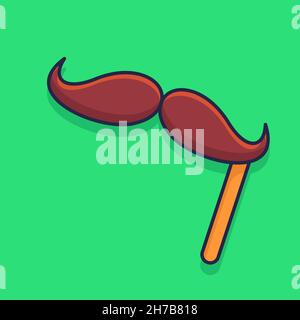 Gefälschter Schnurrbart auf einem Stick isoliert Cartoon-Vektor-Illustration Stock Vektor