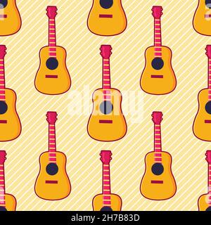 Bunte Gitarre nahtlose Muster Vektor Illustration Stock Vektor