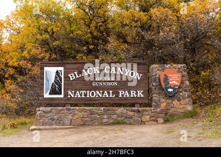 Eingangsschild, Black Canyon of the Gunnison National Park, Colorado Stockfoto