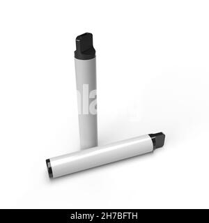 Realistische Einweg-Vape Pen Elektronische Zigarette isoliert auf weißem Hintergrund für Modelle und Illustrationen. 3D Darstellung rendern Stockfoto