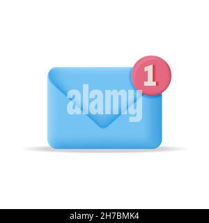 Symbol für neue E-Mail-Benachrichtigung 3D. 3D realistisches E-Mail-Symbol. 3D Vektor-E-Mail Stock Vektor