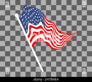 Amerikanische Flagge Welle Vektor Illustration, Streifen transparenten Hintergrund in zwei Farben isoliert auf weiß gemacht Stock Vektor