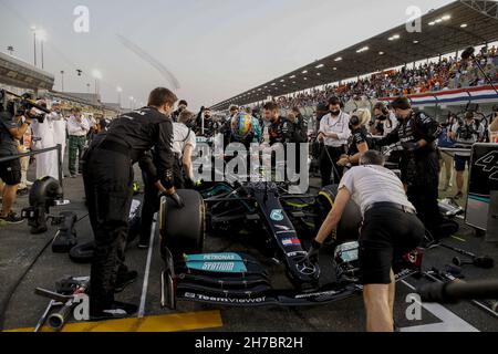 HAMILTON Lewis (gbr), Mercedes AMG F1 GP W12 E Performance, Portrait während des Formel 1 Ooredoo Qatar Grand Prix 2021, 20th Lauf der FIA Formel 1 Weltmeisterschaft 2021 vom 19. Bis 21. November 2021 auf dem Losail International Circuit, in Lusail, Katar - Foto: Dppi/DPPI/LiveMedia Stockfoto