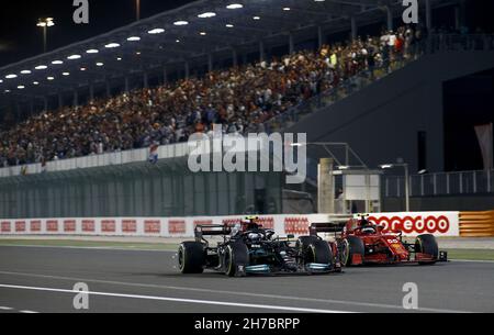 77 BOTTAS Valtteri (FIN), Mercedes AMG F1 GP W12 E Performance, Action beim Formel 1 Ooredoo Qatar Grand Prix 2021, 20th Lauf der FIA Formel 1 Weltmeisterschaft 2021 vom 19. Bis 21. November 2021 auf dem Losail International Circuit, in Lusail, Katar - Foto: Dppi/DPPI/LiveMedia Stockfoto