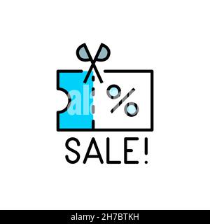 Symbol für den Aktionsgutschein. Pixel perfekt, bearbeitbare Kontur, bunt Stock Vektor