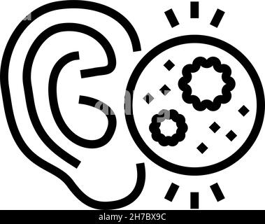 Vektorgrafik für Symbole der Ohrinfektionslinie Stock Vektor