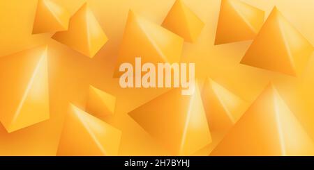 Gelber Hintergrund mit 3D Dreiecksformen schaffen abstrakte Textur, Wallpaper Präsentation Stock Vektor