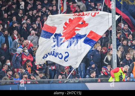 Genua, Italien. 21st. November 2021. Unterstützer Genua CFC während Genua CFC vs AS Roma, italienische Fußballserie A Spiel in Genua, Italien, November 21 2021 Quelle: Independent Photo Agency/Alamy Live News Stockfoto