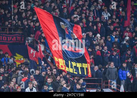 Genua, Italien. 21st. November 2021. Unterstützer Genua CFC während Genua CFC vs AS Roma, italienische Fußballserie A Spiel in Genua, Italien, November 21 2021 Quelle: Independent Photo Agency/Alamy Live News Stockfoto