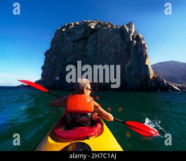 SULTANAT OMAN, MUSANDAM, MEER KAYAK REISE IN DER BUCHT VON SHAM IN DER NÄHE DES DORFES KHASAB, MR Stockfoto