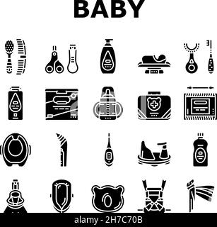 Baby Zubehör Und Ausrüstung Symbole Set Vektor Stock Vektor