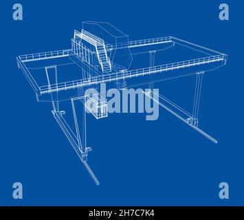 Umriss des Portalbehälters auf der Schiene Stockfoto