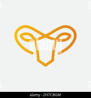 vektor-Design. Logo aus Linie Form einen Kopf RAM mit minimalistischen Konzept Idee erstellt. Stock Vektor