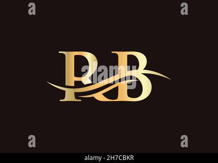 RB-Logo-Design. Premium Letter RB Logo Design mit Wasserwellenkonzept Stock Vektor