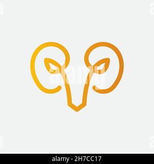 vektor-Design. Logo aus Linie Form einen Kopf RAM mit minimalistischen Konzept Idee erstellt. Stock Vektor