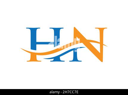 HN Logo Design-Vektor. HN-Logo mit Swoosh-Schriftzug. Ursprüngliche HN-Vorlage mit Logo-Vektorvorlage Stock Vektor