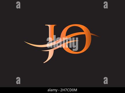 JO-Logo-Design. Ursprünglicher JO-Letter-Logo-Vektor. JO-Logo mit Swoosh-Schriftzug Stock Vektor