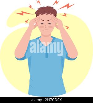 Mann mit Kopfschmerzen semi flache Farbe Vektor-Charakter Stock Vektor