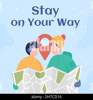 Winter Trekking Route Social Media post mockup Stock Vektor