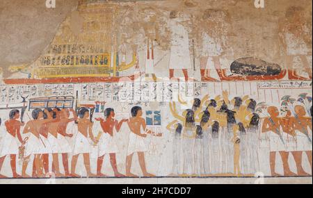Die Trauerprozession, Grab von Ramose, Gräber der Adligen, Luxor, Ägypten Stockfoto
