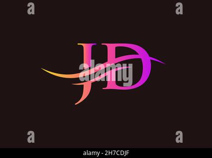 Swoosh Letter JD Logo Design für Geschäfts- und Firmenidentität. Water Wave JD Logo mit modernem Trendy Stock Vektor