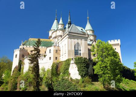 Bojnice Burg in der Nähe Prievidza Stadt, Frühling Ansicht, Slowakei, Europa Stockfoto