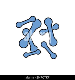 Bakterien corynebacterium diphtheriae Farbliniensymbol. Menschliche Krankheiten. Stock Vektor