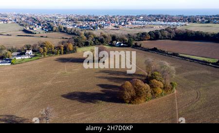 Luftaufnahme der Coldblow Farm mit Blick auf Upper Walmer, Kent Stockfoto