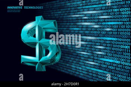 3D digitale Dollar Währung. USA Amerika finanziert E-Banking-Geldbörse. Low-Poly-Modell Geld Gewinn Darlehen Cloud Computing. Commerce-Vektor für Datensicherheit Stock Vektor