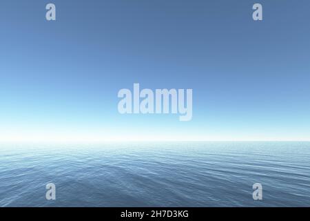 Endloses Meer oder blauer Ozean 3D Illustration natürlicher Hintergrund Stockfoto