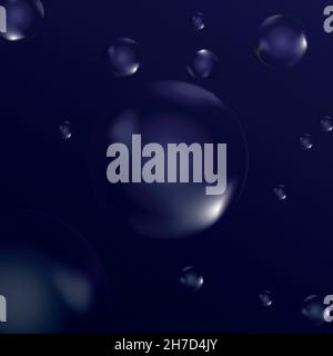 Futuristischer abstrakter blauer Hintergrund mit Metallkugeln. Stock Vektor