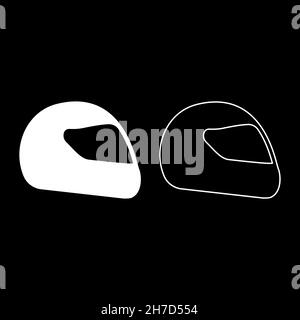 Helm Motorrad Rennsport Sport Symbol weiß Farbe Vektor Illustration flach Stil einfache Bildsatz Stock Vektor