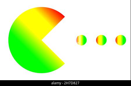 Alte Arcade-Spiel Charakter, Retro-Spiel Illustration isoliert auf weißem Hintergrund. Rainbow Gameplay-Illustration Stockfoto