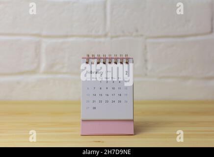 Desktop Kalender für Februar 2022.Kalender für die Planung des Monats Stockfoto